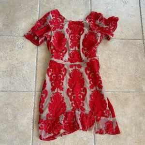 red for love and lemons backless dress